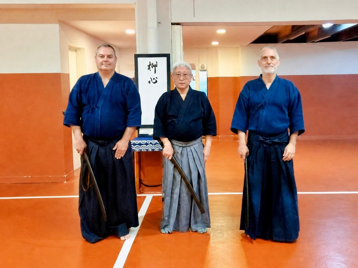 El Soke Kunikazu Yahagi con los maestros Miguel Salvador y Juan Becerra